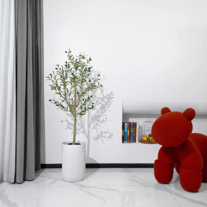 Kunstolijfboom, 120 cm, grote olijfboomplant, nep plastic planten in pot, kunstboom voor woonkamer, slaapkamer, kantoor, decoratie, tuin