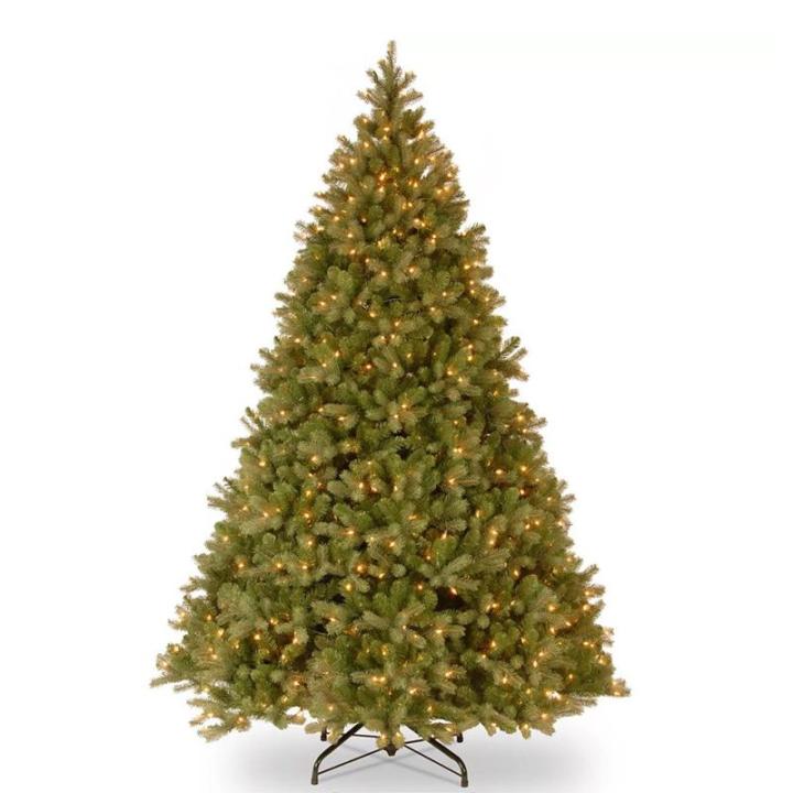 7Ft Vorbeleuchteter künstlicher Weihnachtsbaum aus voller Tanne, Weihnachtsdekoration mit Zweigspitzen, Einfache Montage, Zusammenklappbarer Metallständer,XL