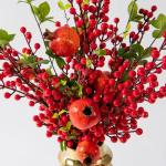 Kunstblumen Künstliche Granatapfelzweige, Vase, Blumenarrangement, Heimdekoration, Einweihungsgeschenke, künstliche Blumenverzierung für jeden Anlass