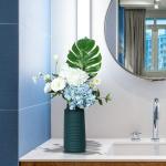 6 Blaue Blumen, Seide, Hortensien, künstliche Blumen, realistische Hortensien, Blumenstrauß für Hochzeit, Party, Büro, Heimdekoration (blau)