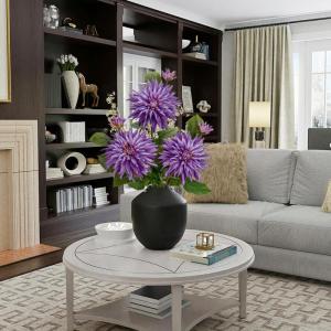 3 stuks paarse kunstdahlia's, 75 cm, kunstzijden bloemen met lange steel voor bloemarrangementen, kunstdalia's voor doe-het-zelf bruiloft, feest, middenstuk, huis, kantoor, decorat