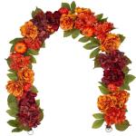 Kunstmatige herfstslinger met pioenroos, hortensia en herfst, pompoen, kunstbloemenkrans, decoratie voor tuin, bruiloft, open haard, feest, oogstfeest, herfstdecoratie