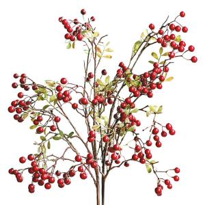 4 Stück künstliche Beerenzweige mit langem Stiel, 60 cm rote Beerenstiele, künstlicher Beerenstrauß für Tischdekoration, Vase, Zuhause, Weihnachtsdekoration, 27.5 Inches