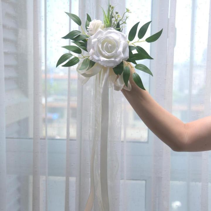 6 Stück Hochzeitszeremonie Ornamente Raffinierte Stuhlverzierungen Mit Künstlichen Blumen Kirchenbänken Blumen