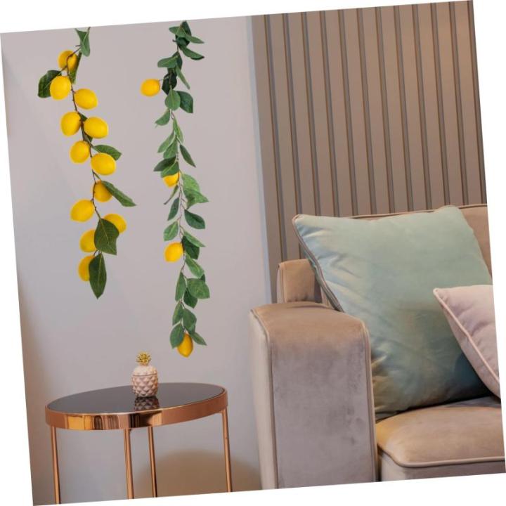 4 Stück Simulation Zitronenrattan Girlandenschmuck Sommerkranz vor der Haustür kunstplflanze Artificial Plant Eukalyptusgirlande Dekor willkommene Türgirlande Sommergirlande Yel