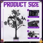 Halloween Dekor Innen Schwarz Ahornblatt Baum Lichter mit 24 LEDs,Halloween Deko Gruselig Lichterbaum mit LED Spinnenlicht,Birkenbaum mit Timer für Halloween Decoration Tischlicht
