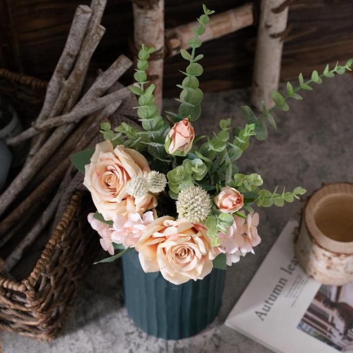 Kunstbloemen, rozen, roze roos, kunstbloemen, zijden bloemen, boeket, boeket voor huis, keuken, tafel, centerpieces, bruiloft, arrangenment, binnen en buiten, decoratie