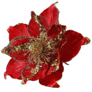 Glitzernder Weihnachtsstern, Weihnachtsbaumschmuck, hängende Dekoration für Weihnachtsbaum, Hochzeit, Party, Kranz, Dekoration (rot)