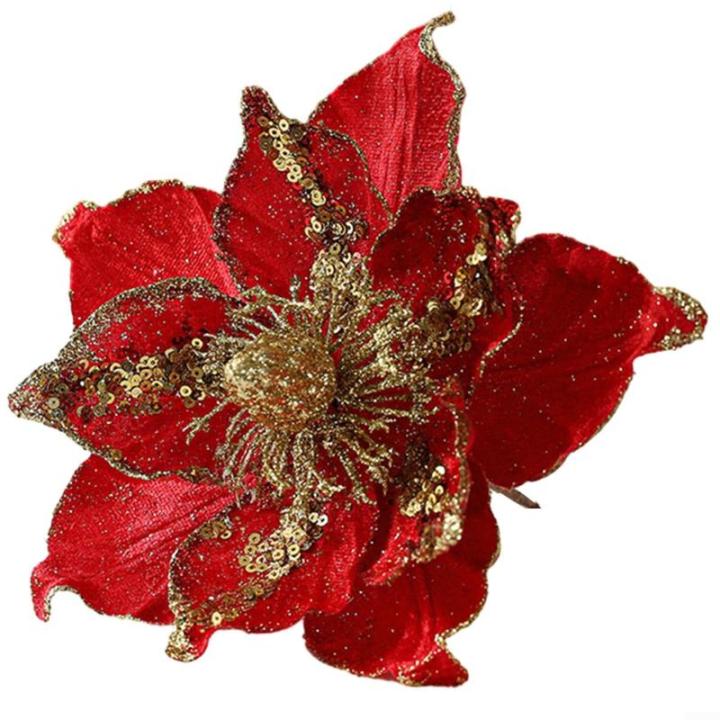 Glitzernder Weihnachtsstern, Weihnachtsbaumschmuck, hängende Dekoration für Weihnachtsbaum, Hochzeit, Party, Kranz, Dekoration (rot)