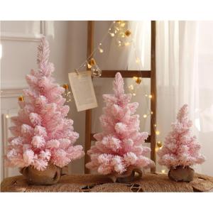 Home Table Tip Künstlicher rosafarbener Weihnachtsbaum aus Kiefernholz, Mini-Weihnachtsbaum mit Beflockung, realistische Weihnachtsdekoration für Heimbüro-Dekorationen, Tischdek