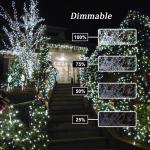 Kerstboomverlichting Wit, 20M 200 LED Lichtsnoer, Waterdicht Lichtketting, Kerstlichtsnoer, voor binnen en buiten, 8 verlichtingsmodi, Timerfuncties, Decoratie Kerstmis