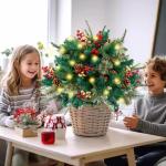 Künstlicher Weihnachtsbaum mit Außenbeleuchtung, Dekoration, simulierte Landschaft, Kiefer für Gartennadeln, Ambiente im Freien, Urlaub, goldener kleiner Füllstoff, Pflanzgefä