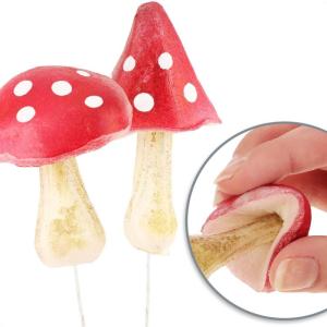 4 x vliegenzwammen - kunstmatige paddenstoelen om in kransen en bloemstukken te steken - spons als leuke herfstdecoratie - kunstpaddenstoelen
