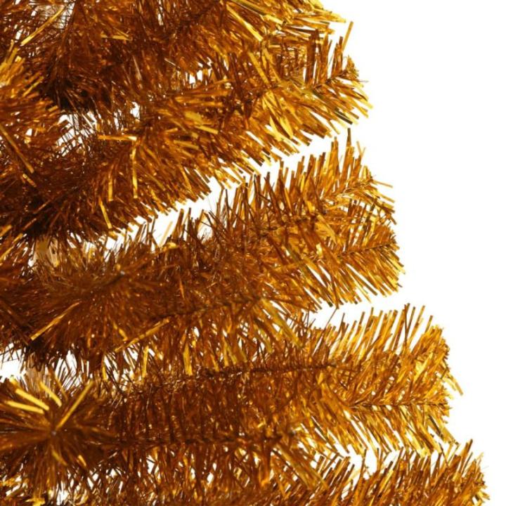 Kunstkerstboom met standaard, 180 cm hoog, kunstkerstboom, kerstboom, kunstboom, hoge kerstboom van PET en staal, goud
