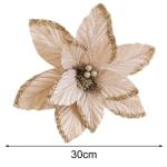 30 cm Weihnachtsblumen, weihnachtliche Glitzer-Weihnachtssterne, Weihnachtsbaumschmuck-Anhänger, handgefertigte Weihnachtsdekoration, künstliche Blumen(Sekt)