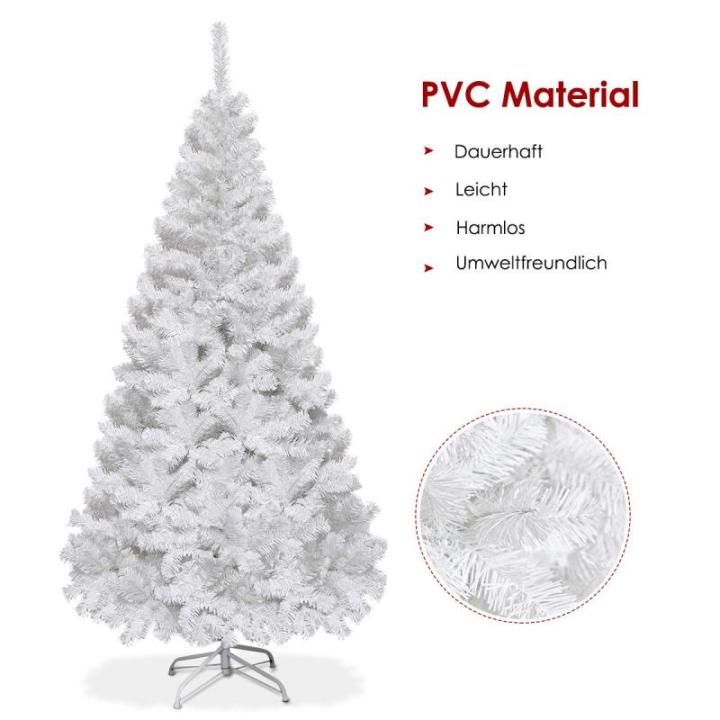 Kunstkerstboom, 240 cm, dennenboom met metalen standaard, pvc-naalden, kunstboom, ideaal voor thuis, kantoor, winkels en hotels, wit