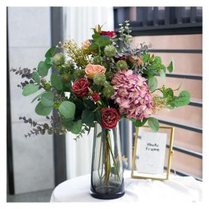 Kunstblumen Künstliche Blumen mit Glasvase, künstliche Pflanzen für den Innenbereich, künstliche Blumenarrangements, Seidenblumen für den Hausgarten, Terrassendekoration für 