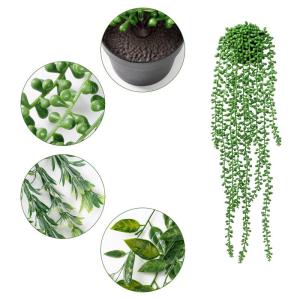 3 stuks kunstmatige hangplanten, eucalyptus, bladeren met potten, 63 cm lang, onderhoudsvrije kunstvetplanten, voor tuin, binnen en buiten (vetplanten)