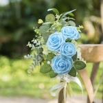 Kunstbloemen, rozen, 25 stuks, Real Touch, kunstrozen met stammen, doe-het-zelf voor bruiloft, bruidsboeketten, Valentijnsdag, Moederdag, babyshower, woondecoratie (lichtblauw)