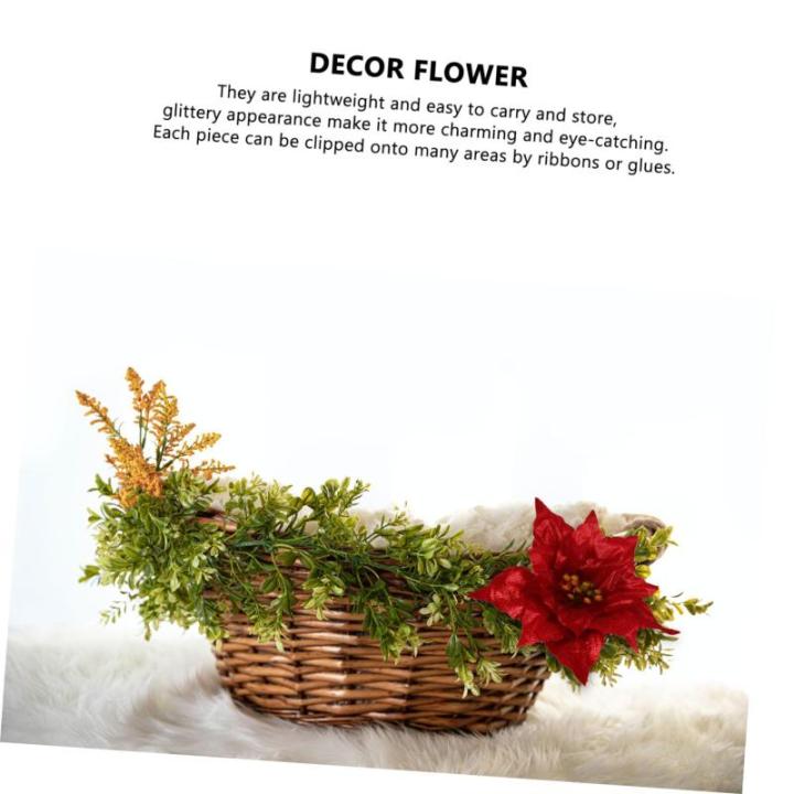 14 STK Künstliche Blumen Strauß Kleine Weihnachtsdeko Christbaumschmuck Weihnachtsstern Gefälschter Weihnachtsstern Blumengirlande Mini-weihnachtsschmuck Mini-Kranz Gold Sport R