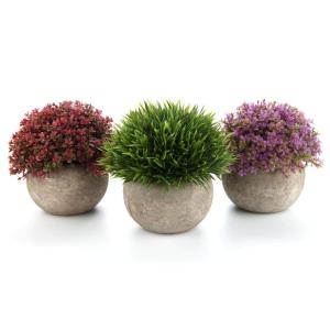 Plastic Nep Planten met Potten Decoratieve Kleurrijke Levensechte Bloem voor Thuis/Kantoor Decor Pack van 3