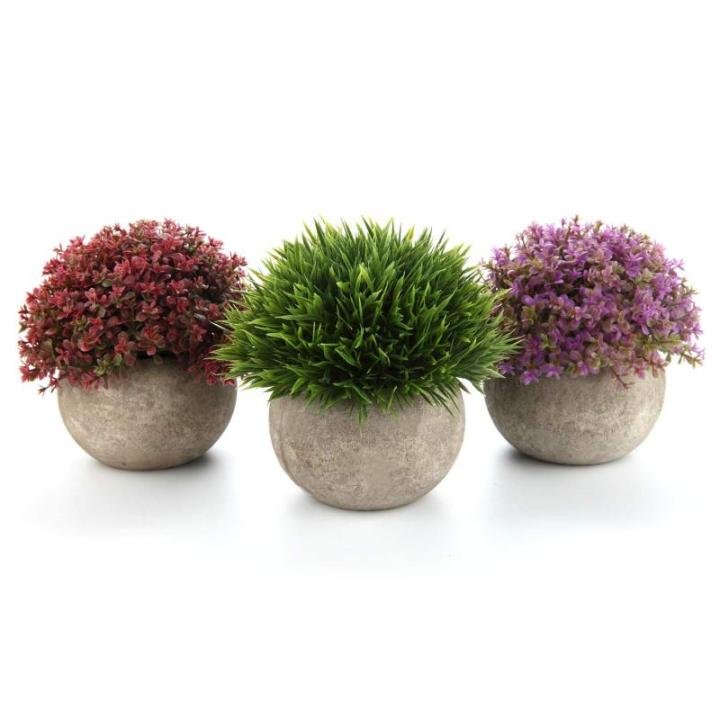 Plastic Nep Planten met Potten Decoratieve Kleurrijke Levensechte Bloem voor Thuis/Kantoor Decor Pack van 3