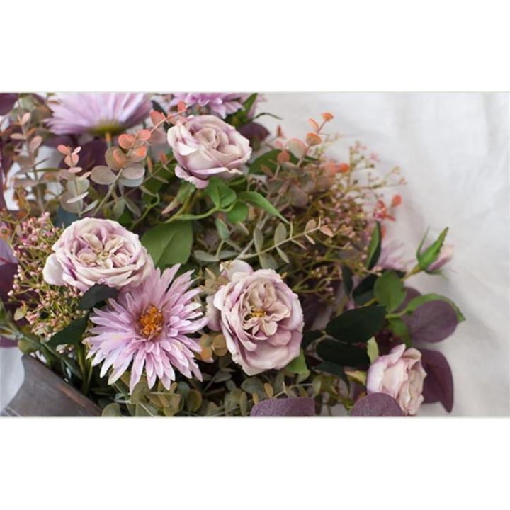Kunstblumen Künstliche Blumen mit Glasvase, künstliche Pflanzen für den Innenbereich, künstliche Blumenarrangements, Seidenblumen für den Hausgarten, Terrassendekoration für 