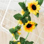 5 Pack kunstmatige zonnebloemen hangende wijnstok, kunstmatige zonnebloem slinger, hangende zonnebloem slinger, nep zijde zonnebloem wijnstokken Garland voor DIY krans, Home Party 
