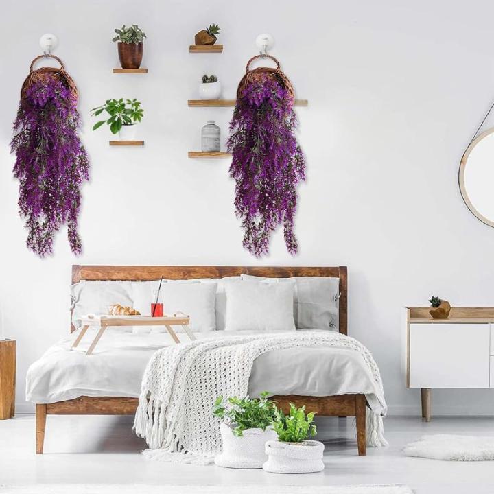 2 stuks kustelijke hangplanten, kustrankenplanten, kustplanten voor buiten, tarwegras-decoratie, geschikt voor binnen- en buitenwanddecoratie in tuinen