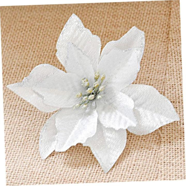 15St Weihnachtsblume Hohle Weihnachtssternblume Künstliche Blumen des Weihnachtssterns künstliche blüten Artificial Simulationsblume Weihnachtsbaumblume Plastik Silver