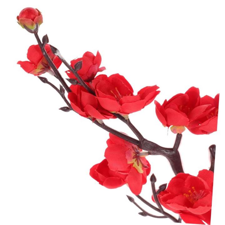 2st Simulation Pflaumenblüte Rosenstrauß Blumenvase Dekoration Einmachgläser Künstlicher Blumenstrauss Blumenstrauß Vasenfüllungsdekore Künstliche Pflaumenblüten-Picks Rot 