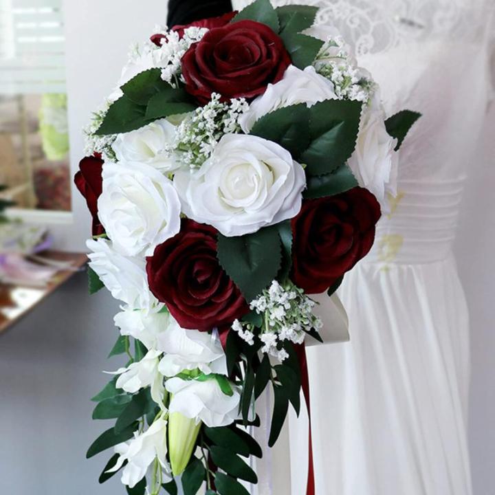 Wassertropfen Rose Hochzeit Brautstrauß Romantische Halten Blume Braut Brautsträuße Brautjungfer Blumenstrauß Valentinstag Dekoration
