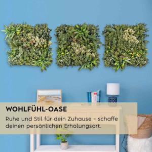 wand, zomerweide, set van 3, elk 50 x 50 cm, groening, voor binnen en buiten, uv-bestendig, onderhoudsvriendelijk en duurzaam, verticale tuin voor een feel-good sfeer en
