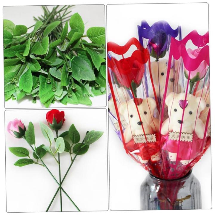 200 STK Rosenstiel künstliche blüten Artificial Rosenblumenstiel Bouquet Flowers Kunstblätter Rosenblumendraht künstliche Rosen bastelt Blumendraht DIY-Material Kunststoff