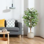 Ficus Benjamina , 120 cm, groot, met natuurhouten stam, kamerplant, kunstboom in pot, voor thuis, kantoor, balkon, decoratie (1 stuks)