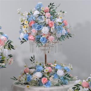 24in Durchmesser Rose Blume Kugeln & Blume Kranz, gefälschte Blumen Rosen Kugeln, künstliche Florale Kugel für Mittelstücke Tische, Party, Valentinstag (Blue Ball,60cm)