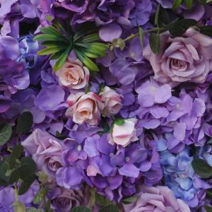 Lila Stoff Hintergrund Blumenwand Simulation Blumenhintergrundwand, Künstliche Wand Blumen Hintergrund 3D Seide Hortensien Blumen Panel Für Foto Hintergrund Home Party Hochzeit H