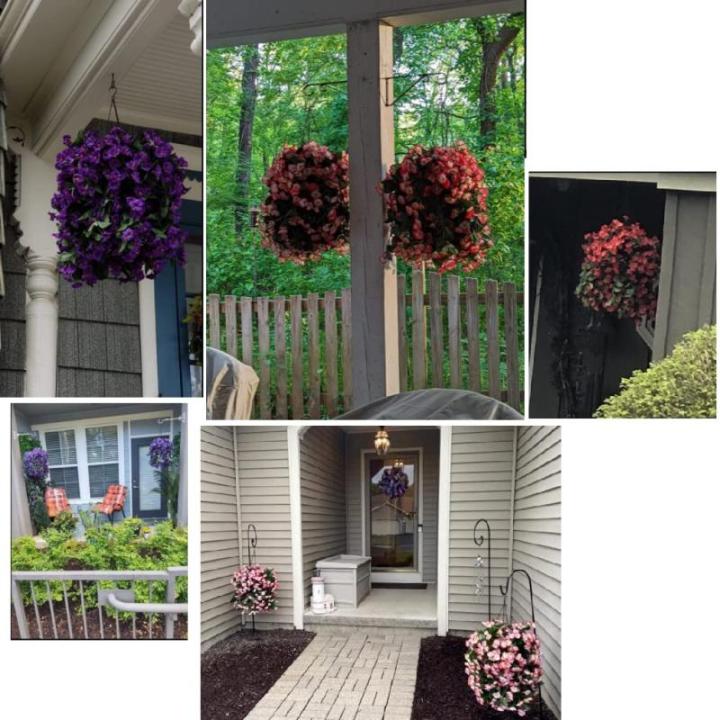 Hangende kunstbloemenmand, nep hangende plant, zijden orchideebloemen, kunstbloemstuk voor buiten tuin, tuin, zakje, patio binnen, woondecoratie (oranje)