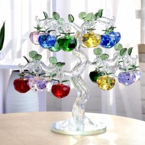 Glaskristal-appelboom met 36 ​​18, 12 stuks appels voor het knutselen van kerstboomornamenten om in te wijden, blauw, 36, 40 mm appel