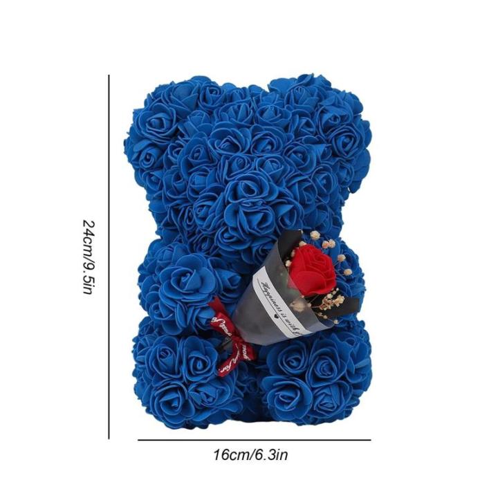 Valentijnsdag rozenbeer cadeau voor haar rozenbeer schattige teddybeer, kunstrozenbeer met rozenboeket, romantische rozen teddybeer cadeau voor Kerstmis