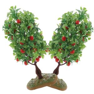 1 Satz Obstbaum-Modell Gründekor Mini-obstbaum Modelleisenbahn Baum Realistischer Pflanzenschmuck Künstlicher Pfirsichbaum Grüner Minibaum Kaktus-dekor Obstbäume Green Plastik 