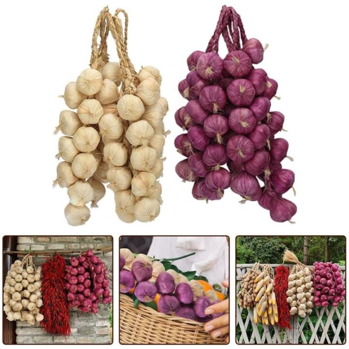 Halloween Ready Set mit 5 künstlichen Knoblauchdekorationen aus stabilem Schaumstoffmaterial für lange Haltbarkeit (weißer Knoblauch)
