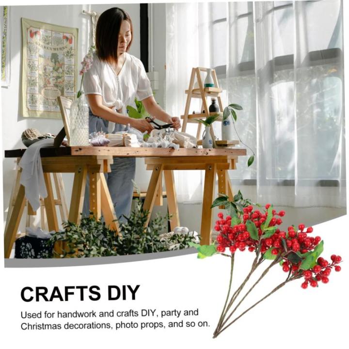 5st Künstliche Beeren Gefälschte Beerenpflücker Artificial Pine Branches Künstliche Zweige Falsches Beerenspray Kranz Beeren Blumendekorationen Blumenarrangement Beeren Plastik