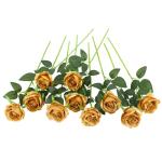Zijde kunstroos bloemen bruidsboeket (goud)
