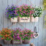 Kunstbloemen voor buiten, uv-bestendig, , bloemen in grote hoeveelheden voor het ophangen van plantenbakken, buiten, veranda, vaas, thuis, raamdecoratie, 6 bundels, oranje