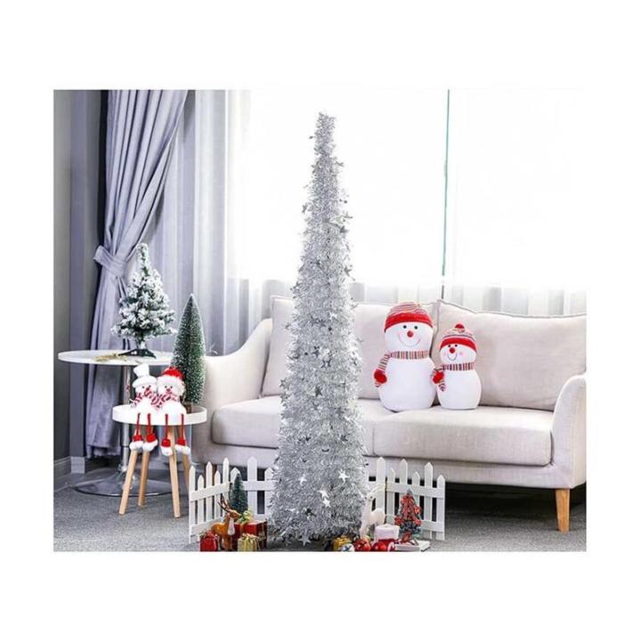 Kuaizi Weihnachtsbaum Ornament einziehbare Weihnachten Liefert Wolle Top Christmas Tree Folding Weihnachtsdekor Fit for Home Party Jingxin(1.5M,Blu)