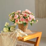 4 trossen pioenrozen voor decoratie kunstrozen nepboeket echte touch zijden bloemen voor vaas bruiloft woondecoratie (beige)