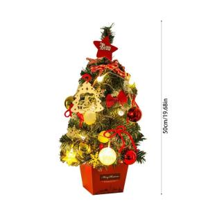 Mini Weihnachtsbaum 50CM Kleiner Weihnachtsbaum mit Beleuchtung, Weihnachten Deko Christbaum mit LED Lichterkette und Weihnachtskugel, Künstliche Weihnachtsbäume Geschmückt für