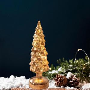 Beleuchteter Tisch-Weihnachtsbaum, Weihnachtsschmuck, Nachtlicht, Nachtlampe für Kaminsims, Schlafzimmer, Fenster, Regal, Wohnzimmer, S Gold
