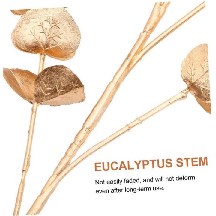 4 Stück Simulierter Ginkgo Biloba Künstliches Eukalyptusblatt Künstliche Eukalyptusstängel Gefälschte Eukalyptusstiele Hochzeitsfeier-Dekoration Simulation Verlässt Eisen Gol